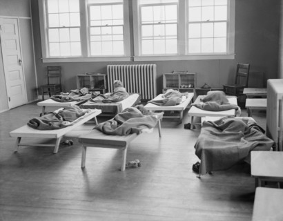 Sleeping Nursery School Children Reedsville, West Virginia, USA, Elmer Johnson, Farm Security Administration, April 1935