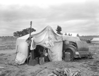 Pea Picker's Home, which Warrant Resettlement Camps for Migrant Agricultural Workers, Nipomo, California, USA, Dorothea Lange, Farm Security Administration, March 1936