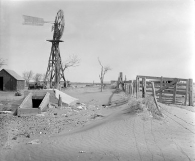 Drifting Soil in Farmyard, Hartley County, Texas, USA, Arthur Rothstein, Farm Security Administration, April 1936