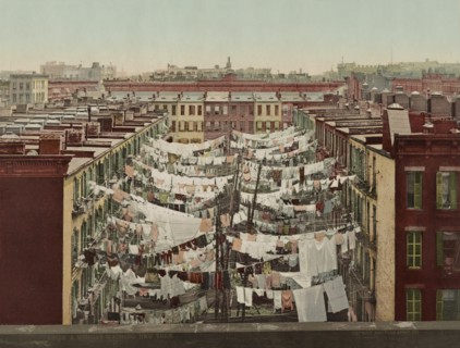 Laundry Hanging between Tenement Buildings, Park Avenue & 107th St, New York City, New York, USA, Detroit Publishing Company, 1900