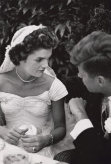 Jacqueline Bouvier Kennedy and Senator John F. Kennedy Talking at their Wedding Reception, Newport, Rhode Island, USA, by Toni Frissell, September 12, 1953