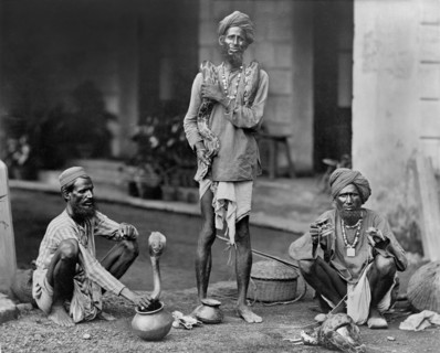 Three Snake Charmers, India, 1890
