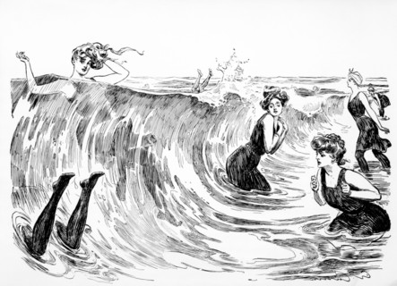 Women Swimming, "Plenty of Good fish in the Sea", Drawing by Charles Dana Gibson, circa 1902