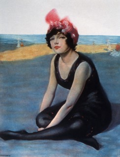 Woman at the Beach, Chicken Sand-Witch, Lithograph, circa 1915