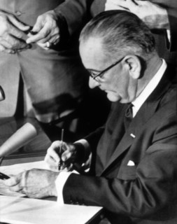 President Lyndon Johnson Signing Civil Rights Bill, 1964