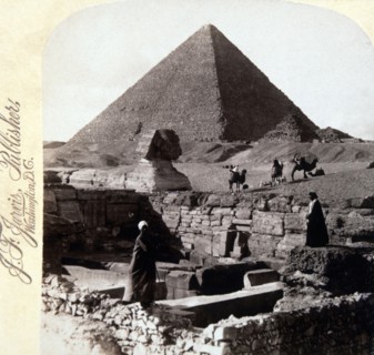 The Great Pyramid and Sphinx, Egypt, Single Image of Stereo Card, circa 1896