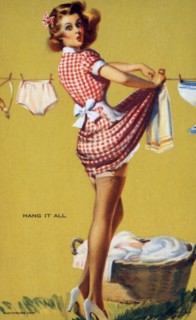 Woman Hanging Clothes on the Line, "Hang it All", Mutoscope Card, 1940's