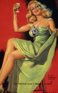 Formally Dressed Woman Holding Wine Glass, "The Doctor Said I Needed Glasses", Mutoscope Card, 1940's