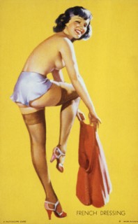 Woman Getting Dressed, "French Dressing", Mutoscope Card, 1940's