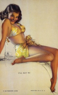 Seated Sexy Woman,  "I'll Say So", Mutoscope Card, 1940's