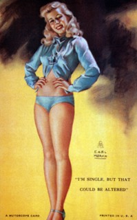 Sexy Woman, "I'm Single, But That Could be Altered", Mutoscope Card, 1940's