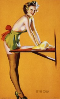 Woman Kneading Dough, "In the Dough", Mutoscope Card, 1940's