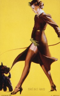 Woman Walking Dog, "Man's Best Friend", Mutoscope Card, 1940's