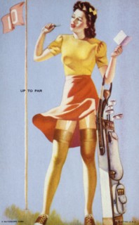 Woman Golfing, "Up to Par", Mutoscope Card, 1940's