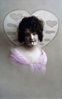 Woman Smoking a Cigarette, Hand Colored Photograph, circa 1900