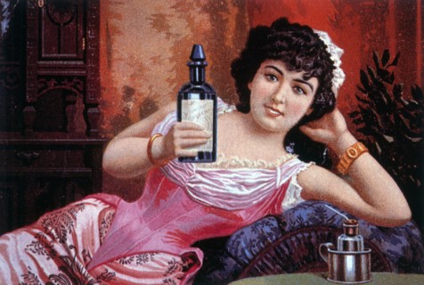 Woman Holding Bottle, Drs. Starkey and Palen's Compound Oxygen, Trade Card, circa 1890