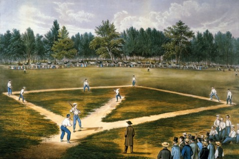 American Game of Baseball, Currier & Ives, Lithograph, 1866