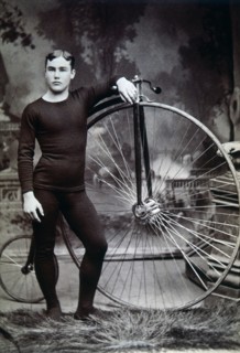 Man with High-Wheel Bicycle, Albumen Photograph, circa 1898