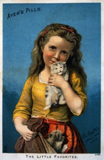 Girl Holding Kitten, Ayer's Pills, Trade Card, circa 1885