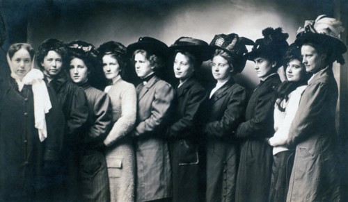 Group of Woman in Coats and Hats Standing in Row, Portrait, circa 1900