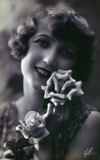 Smiling Woman with Roses, Portrait, circa 1910