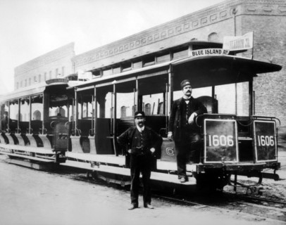 Cable Cars and Two Conductors, Chicago, Illinois, USA, circa 1895