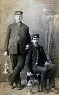 Two Railroad Conductors, Hillsboro, Ohio, USA, Albumen Photograph, circa 1870