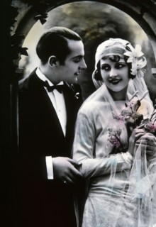 Wedding Couple, Portrait, Hand Colored Photograph, circa 1925