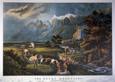 Rocky Mountains Emigrants Crossing the Plains, Currier & Ives, Lithograph, 1866