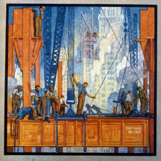 Construction Workers, New York City, USA, Illustration, circa 1915