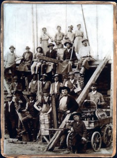 Group of Carpenters and Wine Seller With Son, circa 1890