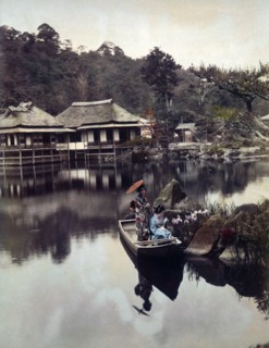 Two Japanese Women in Boat, Hikone Park, Shiga, Japan, 1880