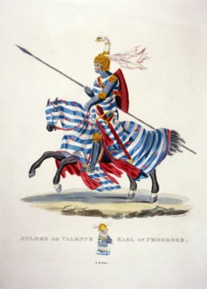 Aylmer de Valence, Earl of Pembroke, England, Hand-Colored Engraving, 1315