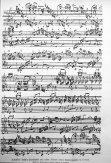 Hand Written Music from Johann Sebastian Bach, Fantasy for Piano in C Major