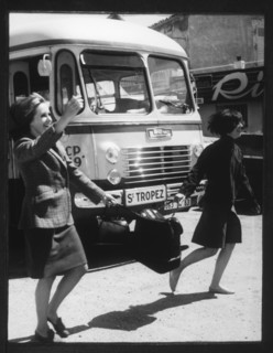 Women Crossing Street Carrying Suitcase, St. Tropez, France, 1965