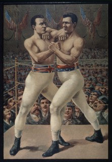 Charlie Mitchell vs. James Corbett Boxing Match, Jacksonville, Florida, USA, Lithograph, 1893