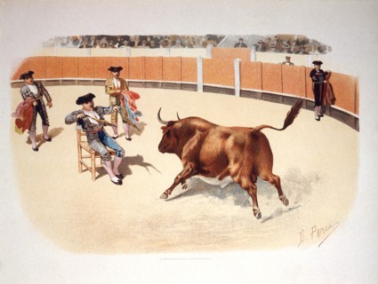 Citando Para ed Quiebro en la Silla, Bull Fighting, Chromolithograph, 1900