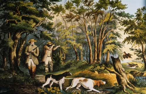 Woodcock Shooting, Currier & Ives, Lithograph, 1852