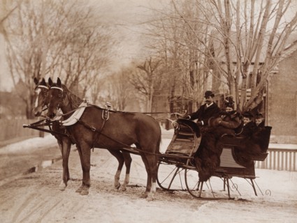 Family Seated in a Horse Drawn Sleigh, 1900