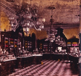 Drug Store, Gilsey House, Hand Colored Stereo Photograph, 1890
