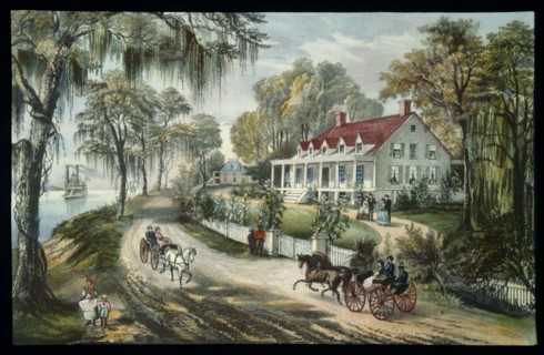 A Home on the Mississippi, Currier & Ives, Lithograph, 1871
