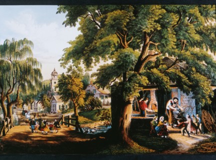 Village Blacksmith, Currier & Ives, Lithograph, 1864