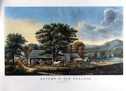 Autumn in New England, Cider Making, Currier & Ives, Lithograph, 1866