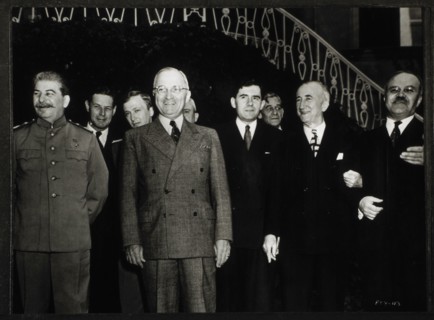U.S. President Harry S. Truman and Soviet Leader Joseph Stalin Attending Potsdam Conference, Germany, July 18, 1945