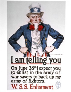 Uncle Sam on World War I War Savings Poster, USA, 1918