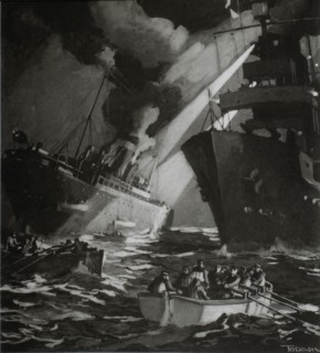 British Warship Rescuing Survivors of R.M.S. Hesperian, September 4, 1915,