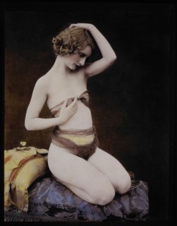 Sexy Woman Portrait, Hand-Colored Photograph, 1928