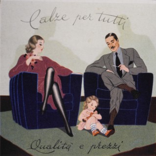 Couple With Child Portrait, Italian Clothing Advertisement, 1925