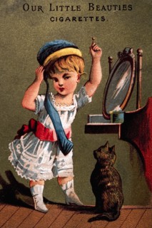 Young Girl With Cap and Cat, Our Little Beauties Cigarettes, Trade Card, Allen & Ginter, circa 1885