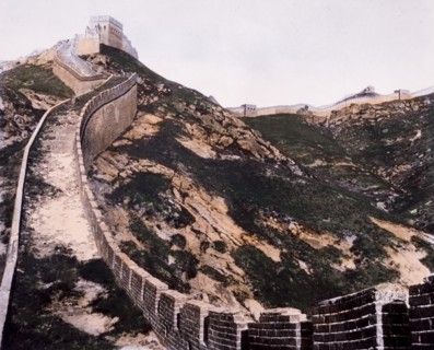 Great Wall of China, Hand-Colored Photograph, 1930